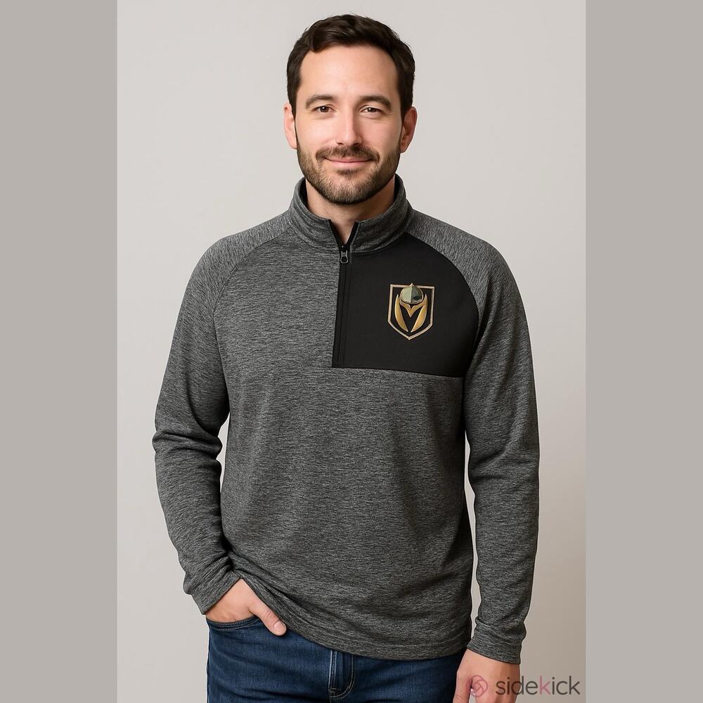 Fanatics NHL Vegas Golden Knights 1/4 Zip Marled Pullover Gray Medium